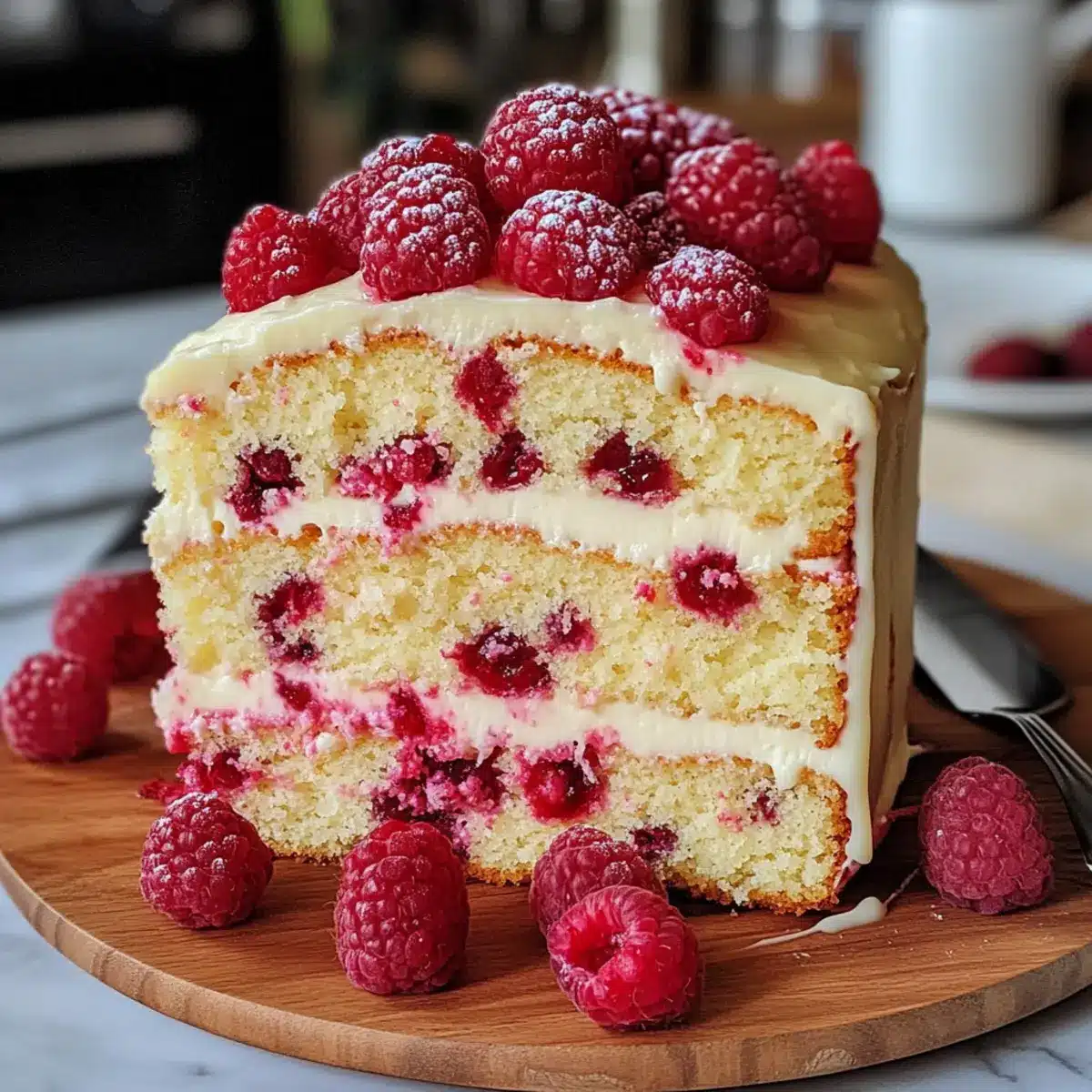 Weißer Schokoladen Himbeerkuchen